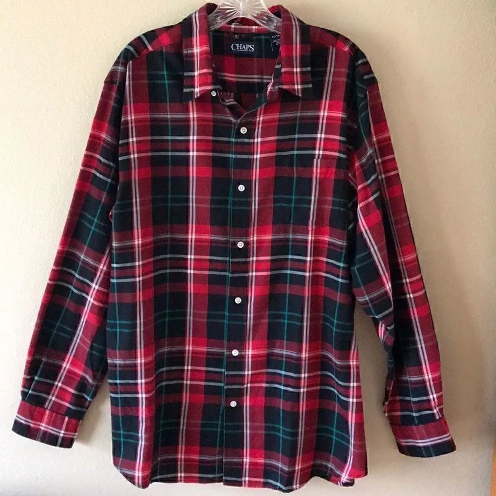 Chaps Mens Oxford Plaid Shirt